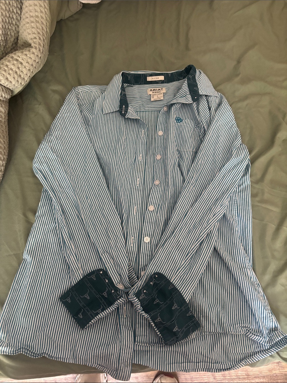 Ariat Women's Blue and White Striped Button-Down Shirt